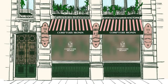 Illustration de la façade du Comptoir MONIN