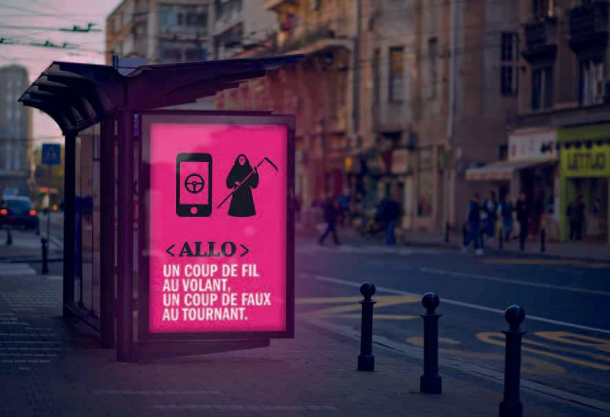 Sécurité routière, abribus néon
