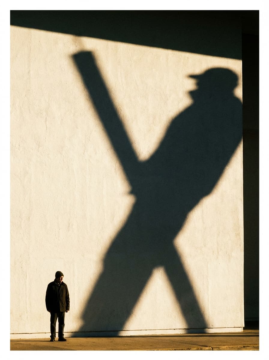 Nature morte éditoriale — ombre géante