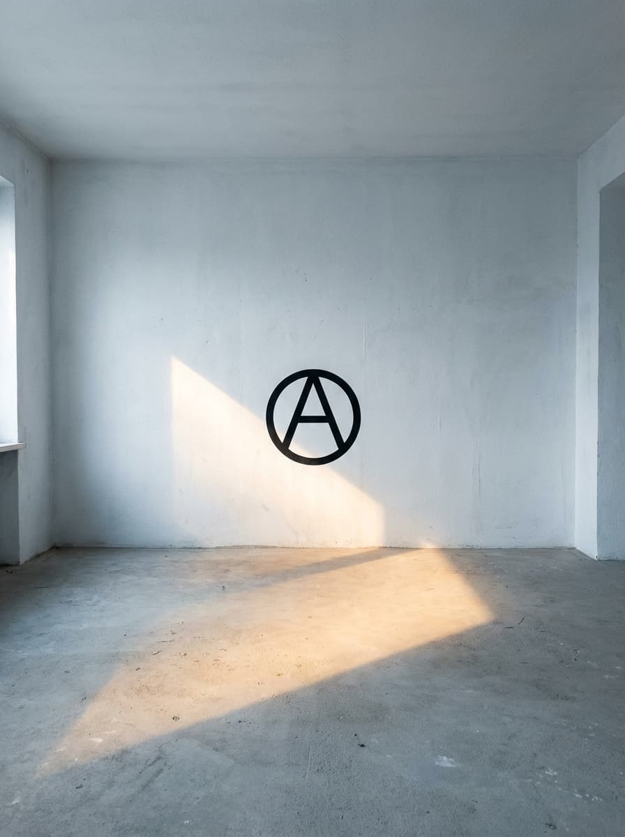 Nature morte éditoriale — pièce vide avec marque au mur